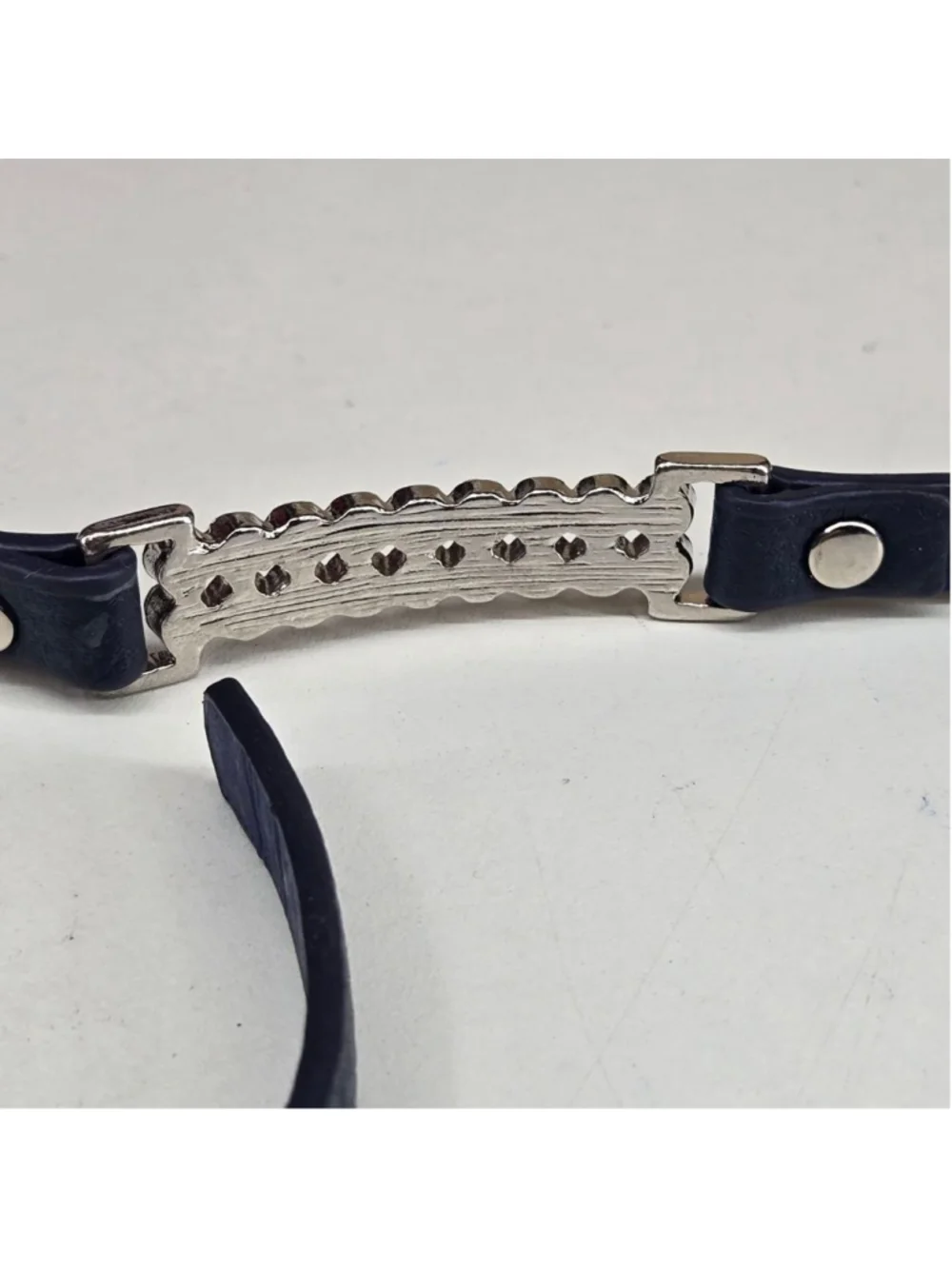 Cookie Lee Bracelet NWT Navy Blue Crystal Studded Faux Leather Wrap Brutalist